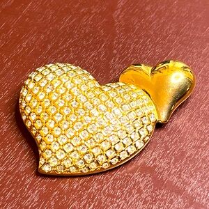 Vintage Signed SWARVOSKI Crystal Heart Brooch Mint condition as Is No returns